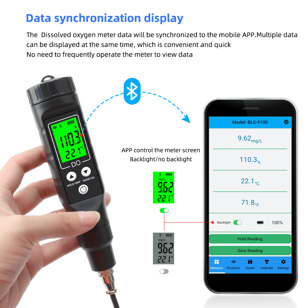 BLE-9100 Bluetooth Dissolved O - Do Oxygen Meter 评论和价格