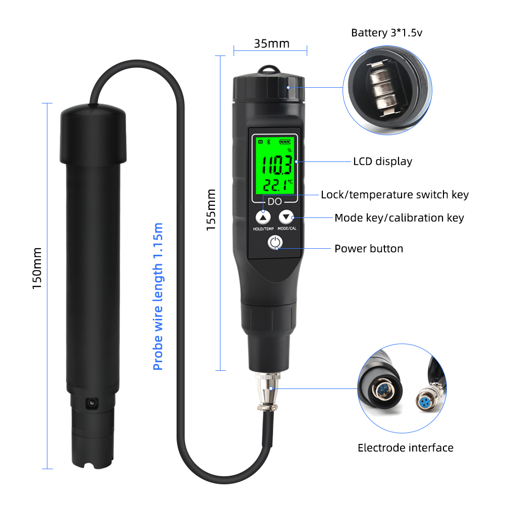 BLE-9100 Bluetooth Dissolved O - Do Oxygen Meter 评论和价格