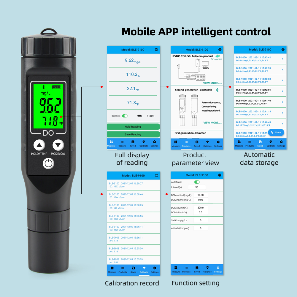 BLE-9100 Bluetooth Dissolved O - Do Oxygen Meter 评论和价格
